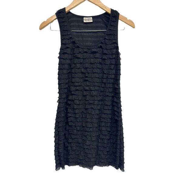 Free People Mini Dress Womens Size Extra Small Sleeveless Black Patra Ruffle - Picture 1 of 9